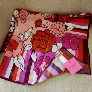 NWT Kate Spade New York Striped Floral Silk Scarf